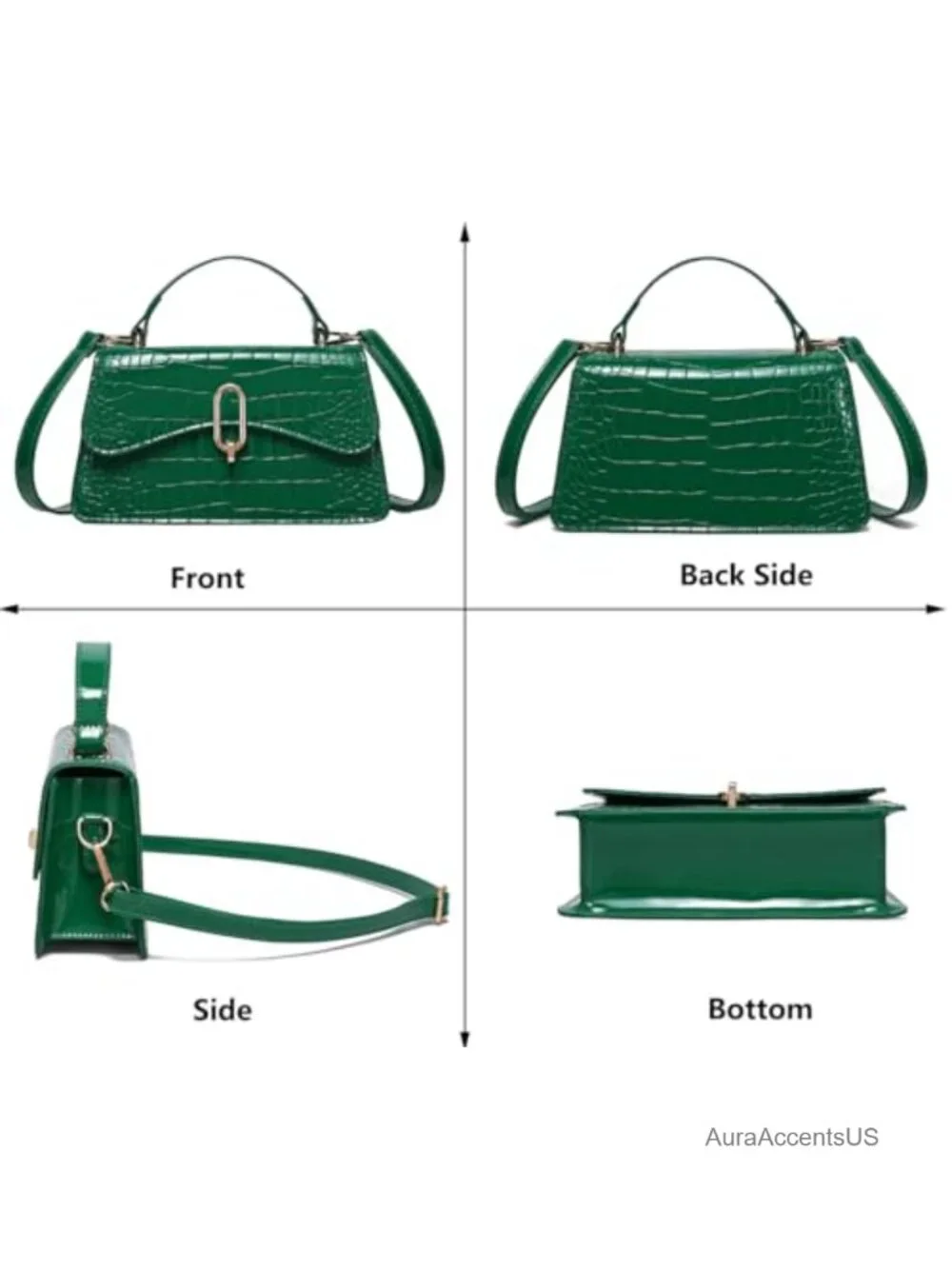 Mini PU Leather Crossbody Bag with Twist Lock, Small Satchel Purse